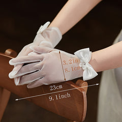 Romantic Bow Bridal Gloves for Wedding Ceremonies