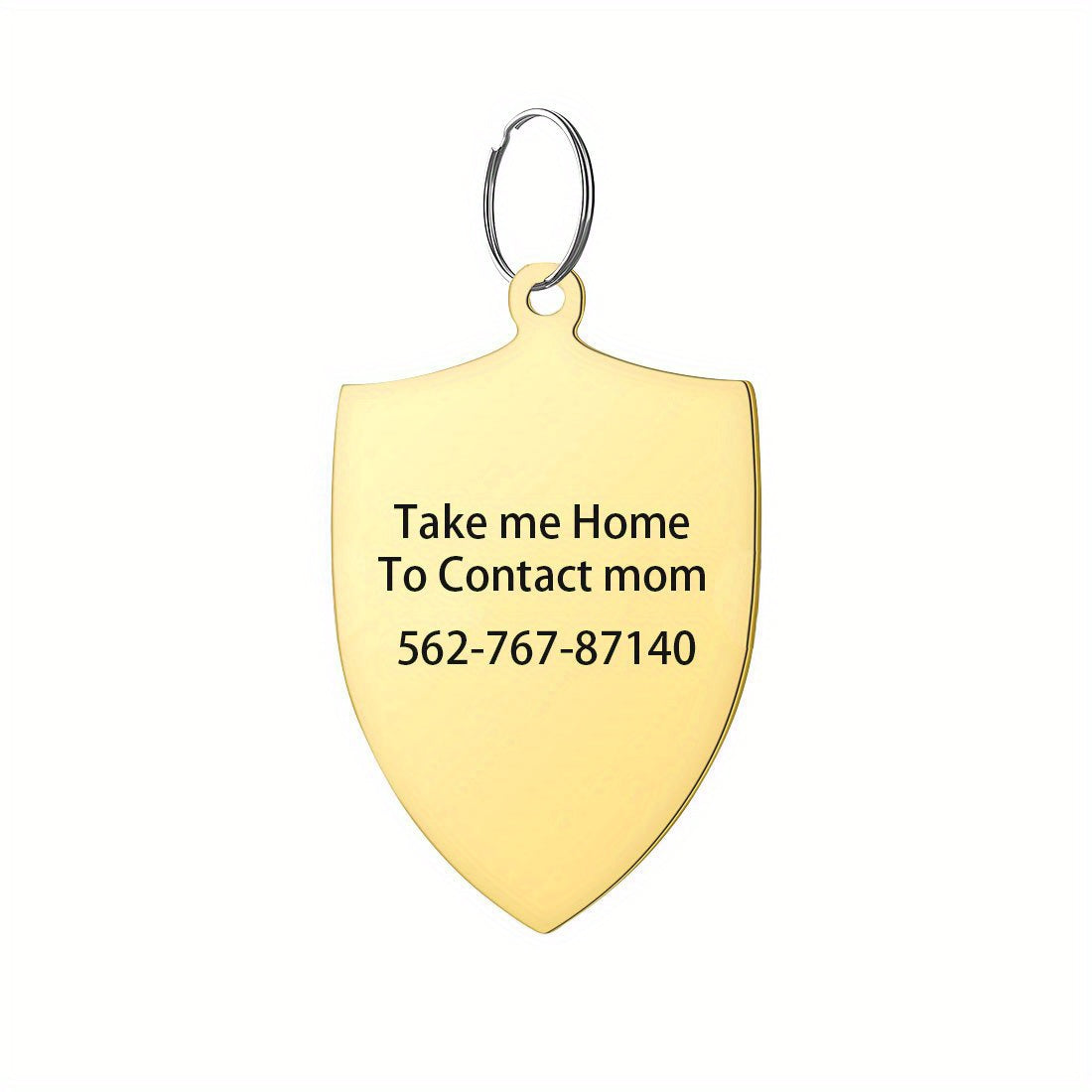 Custom Shield Shape Dog ID Tag with Personalized Phone Number