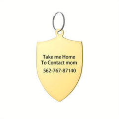Custom Shield Shape Dog ID Tag with Personalized Phone Number