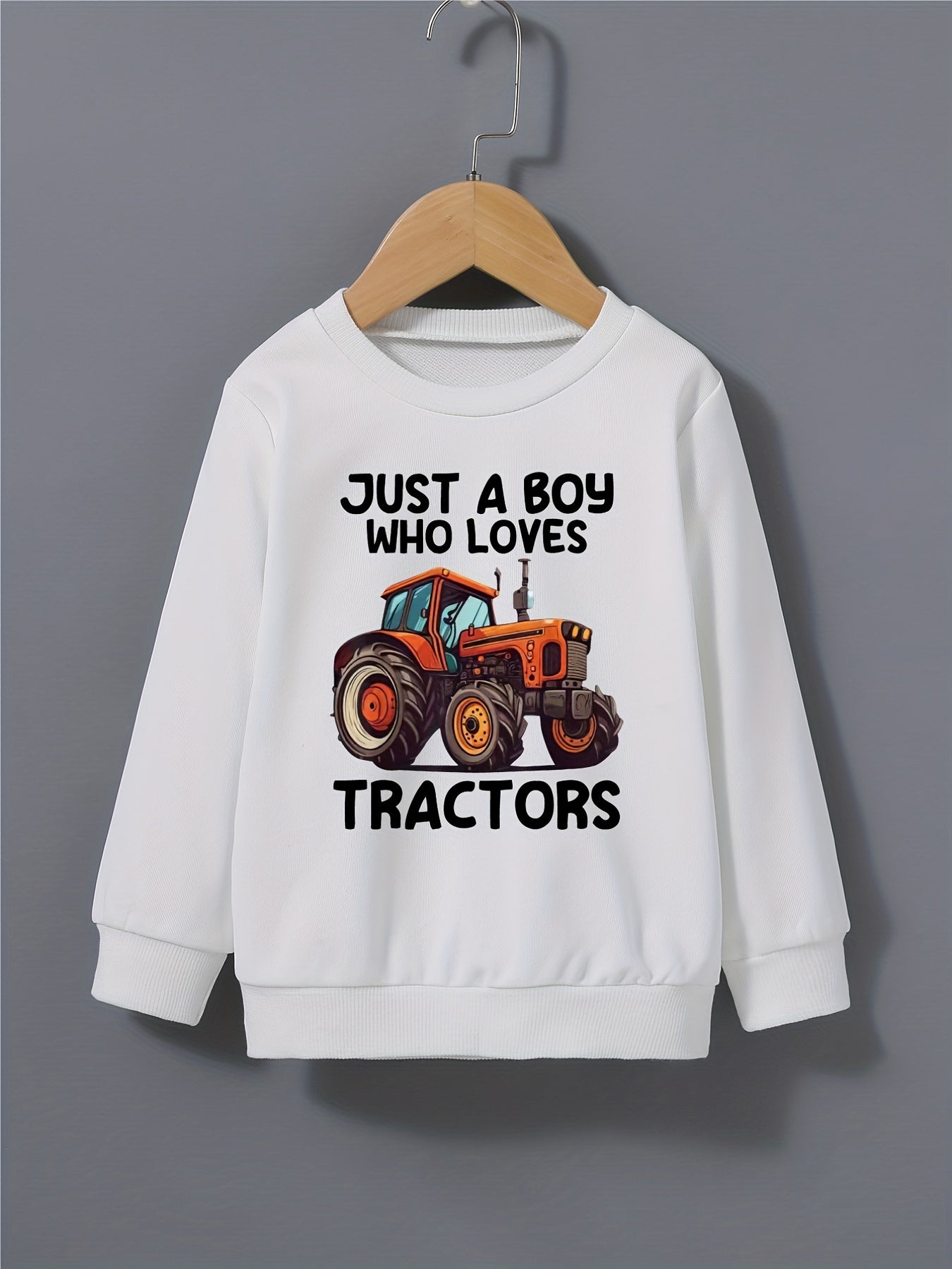 Boys Tractor Sweatshirt Long Sleeve Pullover Top