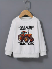 Boys Tractor Sweatshirt Long Sleeve Pullover Top
