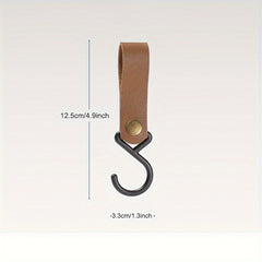S Shape PU Leather Storage Hook Keychain for Camping