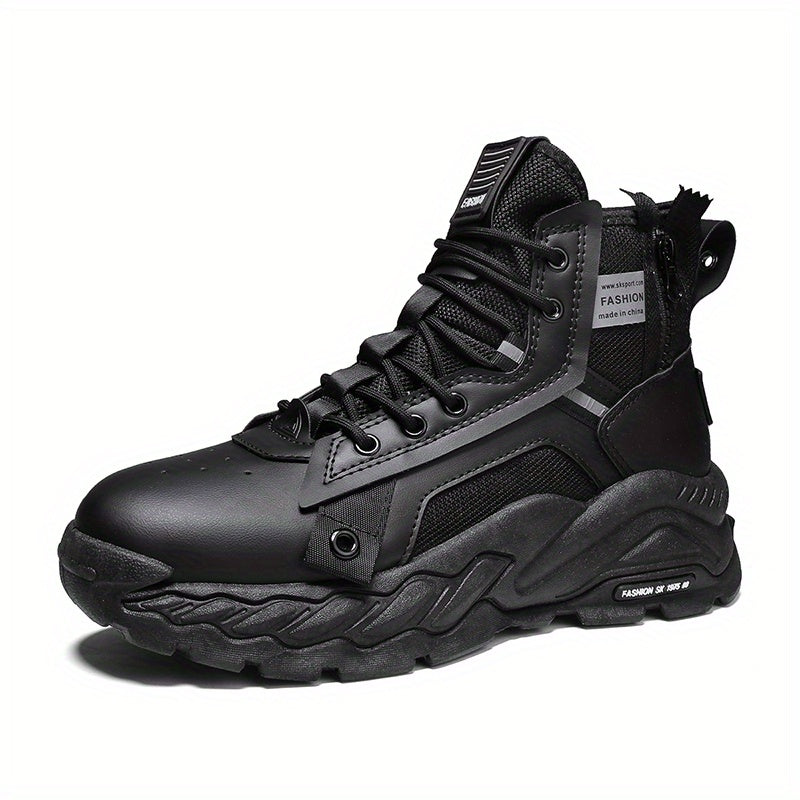 Men's Chunky Lace up Boots Rugged Style Walking Shoes
