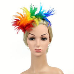 Rainbow Feather Tea Party Hats Fascinator LGBT Gay Pride Accessories