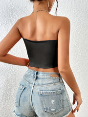 Women's Basic Solid Crop Tube Top Backless Sleeveless Top