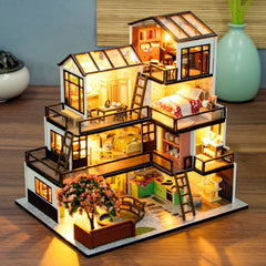 3D Puzzle House Kit Multicolor Fiberboard Model Set Home Decor Artistic Mini