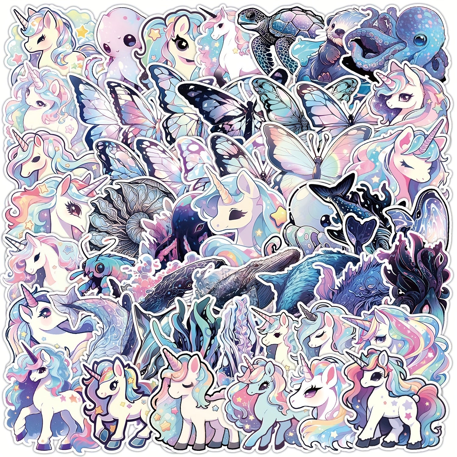 50pcs Cartoon Unicorn Series Graffiti Stickers for Laptop Water Cup Decoration