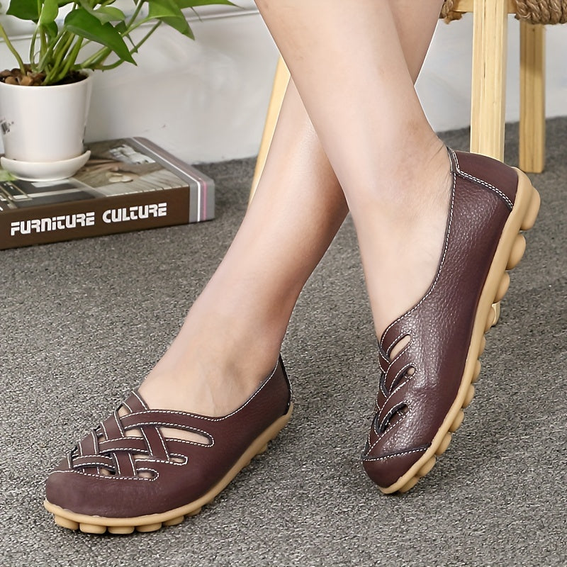 Women's Cross Strap Flat Shoes Soft Sole Non Slip Outdoor Walking Flats