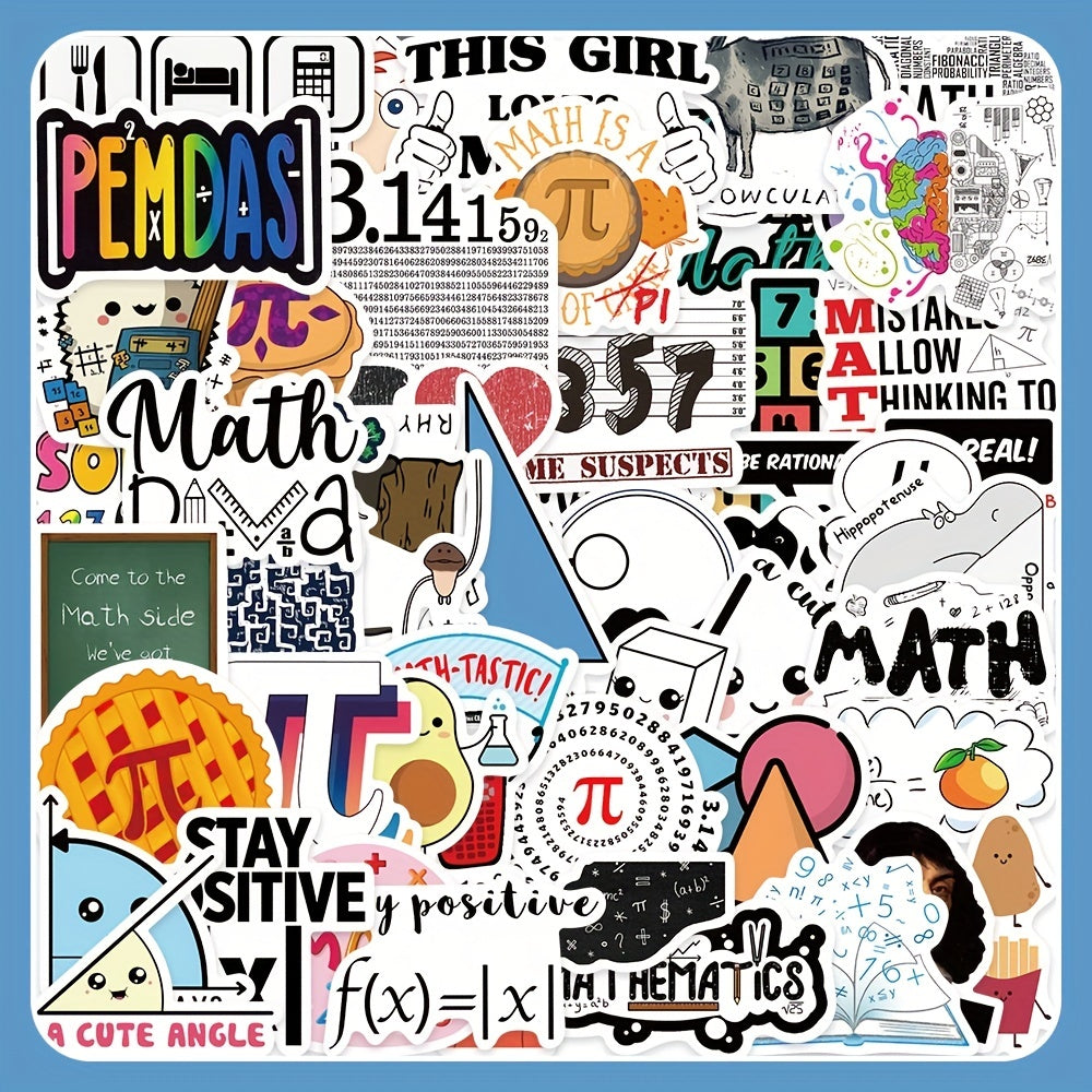 50pcs Math Sticker Phone Laptop Water Cup Waterproof Decoration Sticker