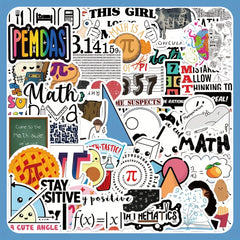 50pcs Math Sticker Phone Laptop Water Cup Waterproof Decoration Sticker