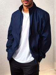 Men's Zip Up Jacket with Pockets for Spring and Autumn