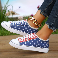 Women's Star Pattern Canvas Shoes Low Top Sneakers