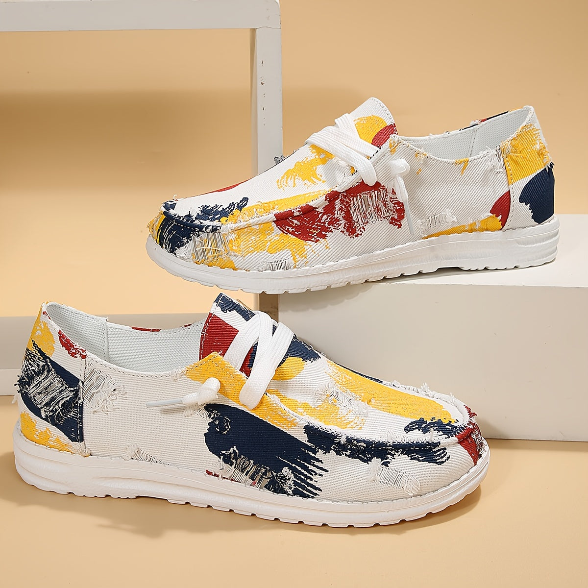 Women's Colorful Graffiti Print Walking Shoes Low Top Sneakers