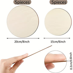 5pcs 6in 8in Wooden Circles Blank Round Wooden Chips For DIY Crafts