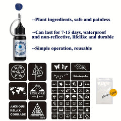 Geometric Animal Word Tattoo Stencil & Dye Paste Set