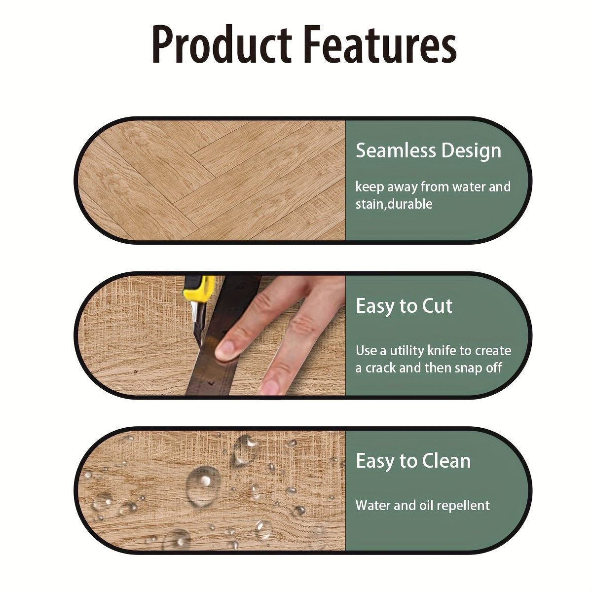 Wood Grain Print Waterproof Floor Stickers