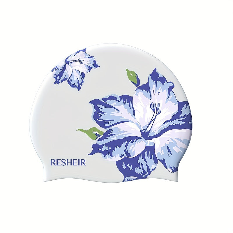 Printed Silicone Swimming Cap Waterproof Non-slip Elastic Long/Short Hair