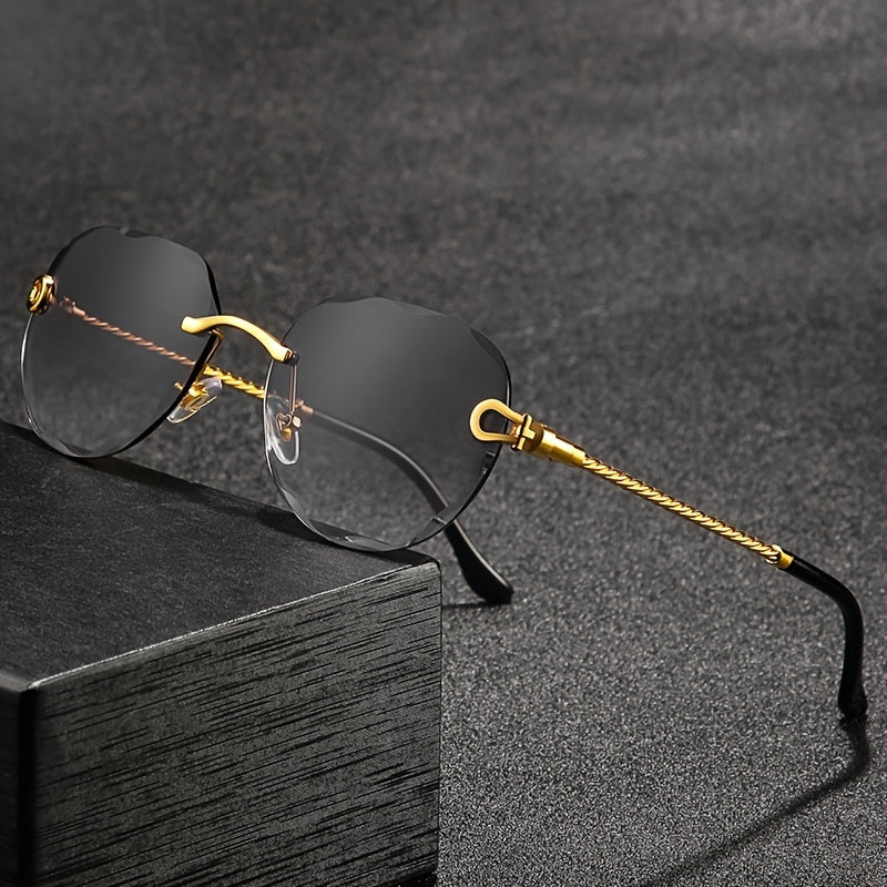 Vintage Frameless Pilot Zinc Alloy Sunglasses