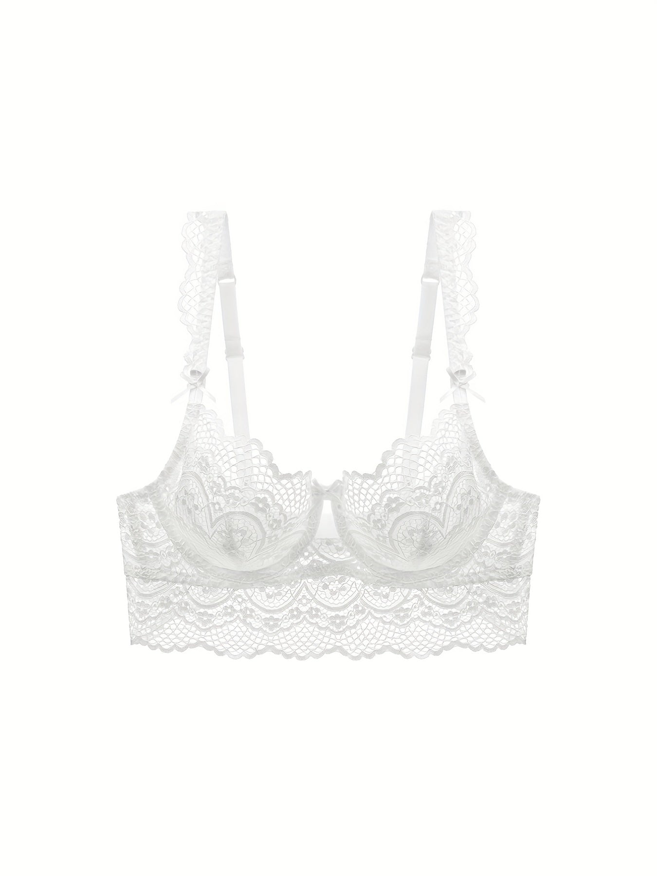 Soft Lace Mesh Everyday Bras Comfortable & Bow Thin Cup Intimates Bra