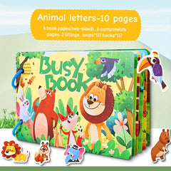 Reusable Cartoon Sticker Busy Book Animal Word Letter Recognition Toy