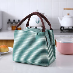Striped Pattern Insulated Lunch Bag Leak Proof 8.66x5.9x6.69in