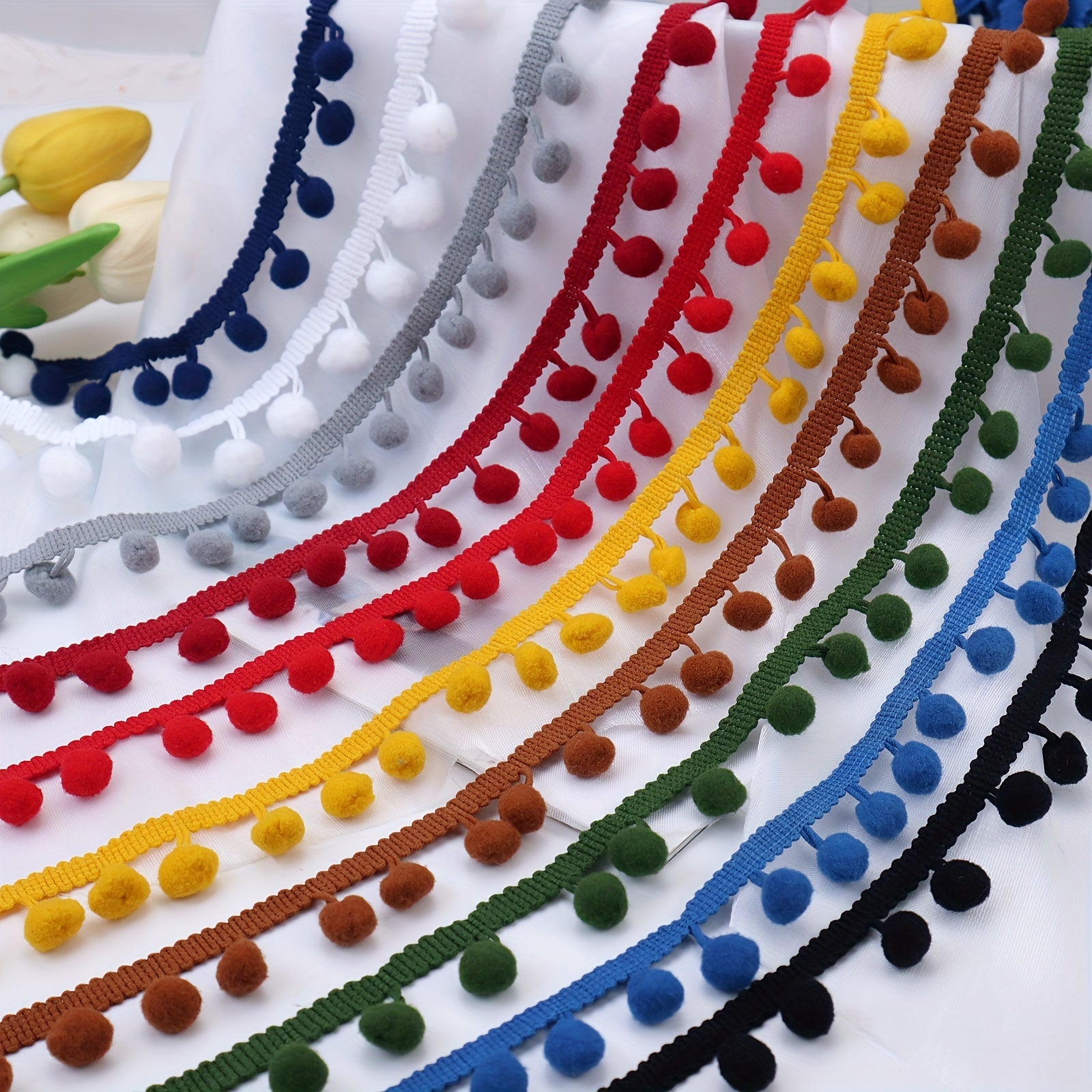 3 Yards Pom Pom Lace Trim Ball Fringe Ribbon For Sewing Party And Home Decor