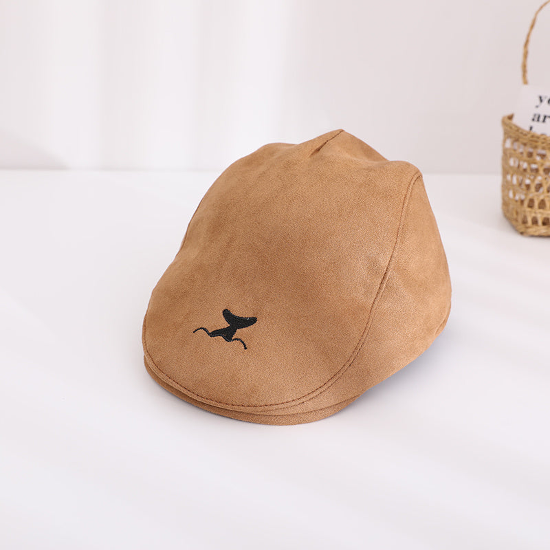 Kids Vintage Beret with Fish Tail Embroidery for Holiday Party