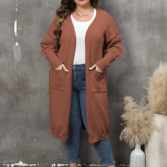 Women's Plus Size Open Front Cardigan with Pockets