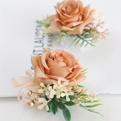 Wedding Bridesmaids Wrist Corsage with Artificial Blooms