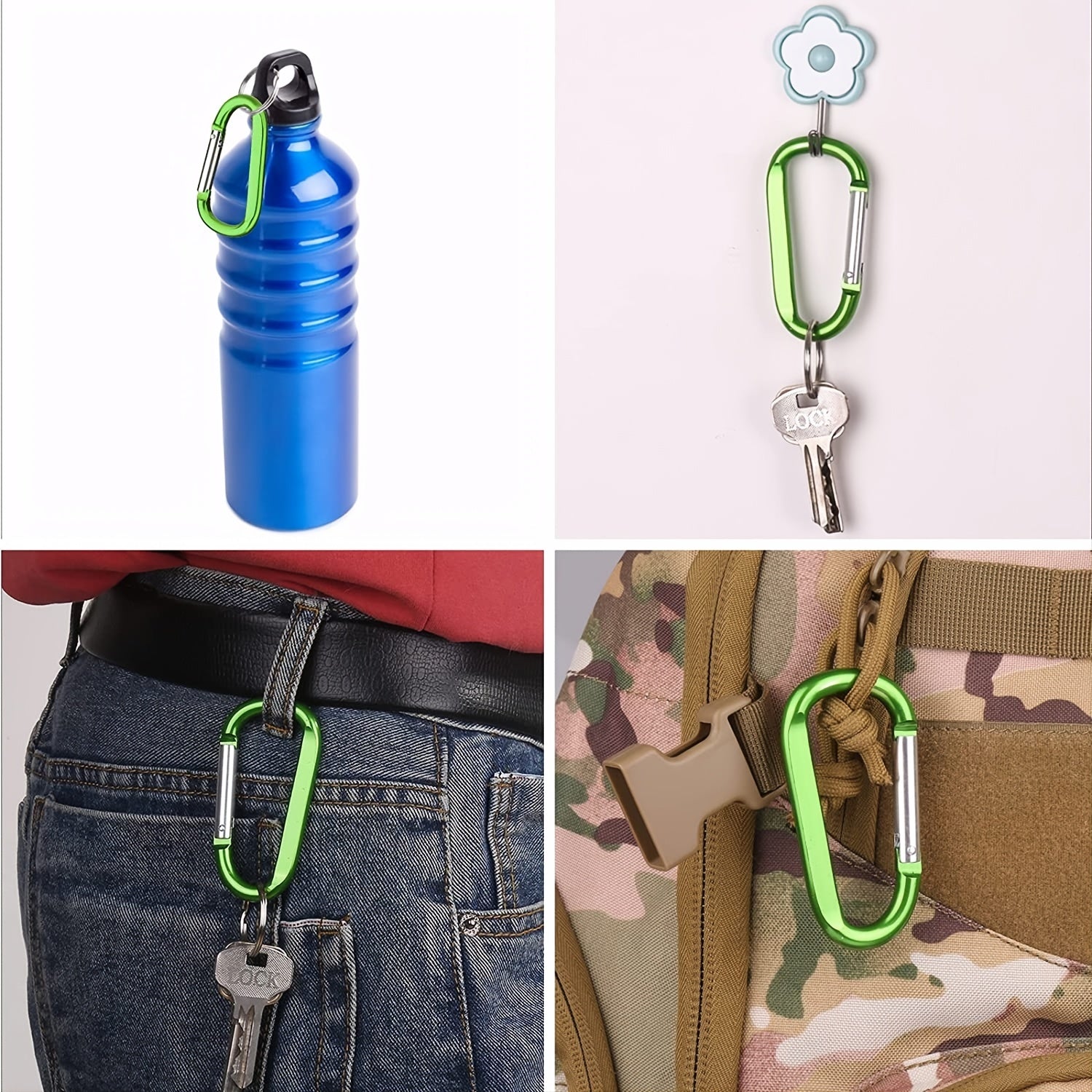 5pcs Large Key Carabiner Clips Heavy Duty Aluminum D Ring Keychain Snap Hooks