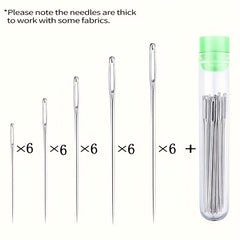 30pcs Large Eye Needles Sewing Needles Transparent Storage Tube