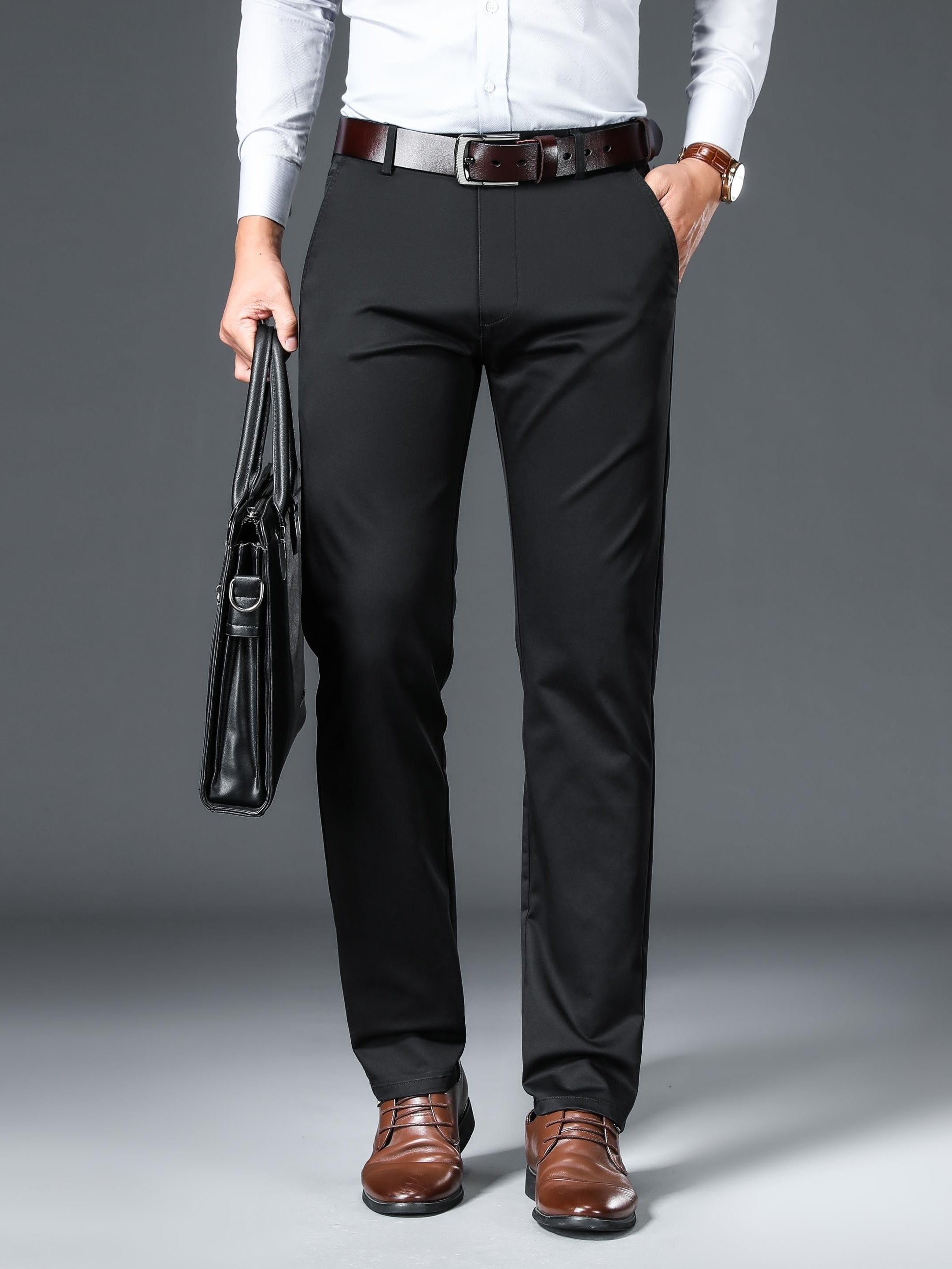 Men's Classic Formal Stretch Dress Pants for Spring Summer Business
