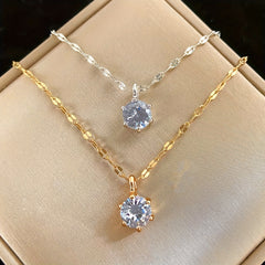 Minimalist Sparkling Rhinestone Pendant Necklace Clavicle Chain For Girls