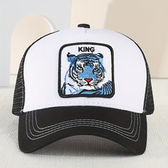 Men's Tiger Embroidered Baseball Cap Summer Mesh Animal Peaked Cap