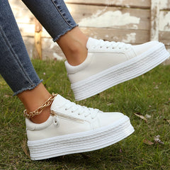 Women's Platform Skate Shoes Height Increasing Low Top Sneakers