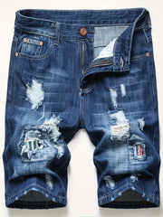 Men's Ripped Denim Shorts Distressed Casual Street Style