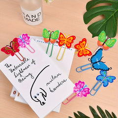 12pcs Cartoon Butterfly Paper Clips Bookmark Pliers School Stationery