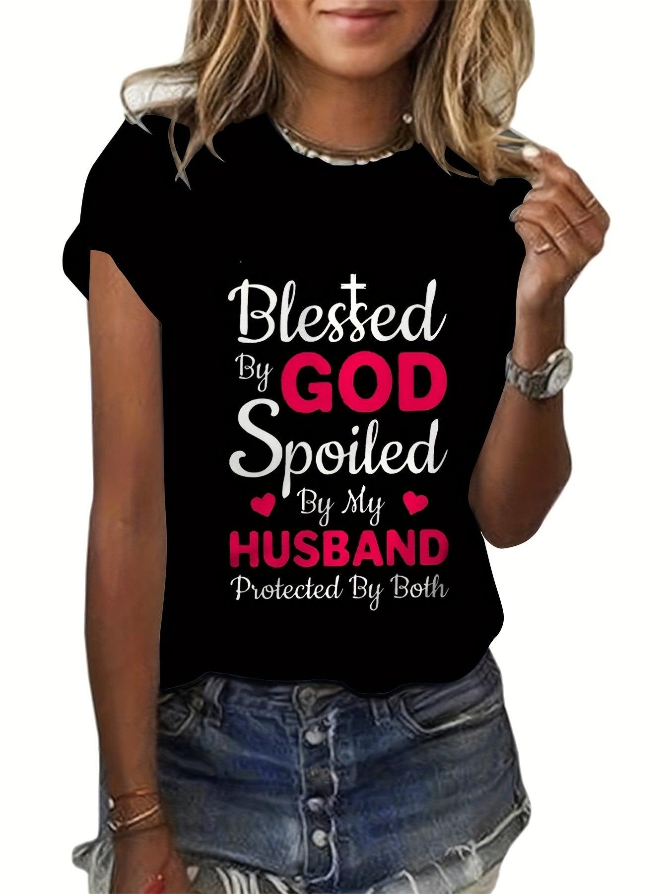 Casual Sports Letter Pattern T-shirt Short Sleeve Women's Tops