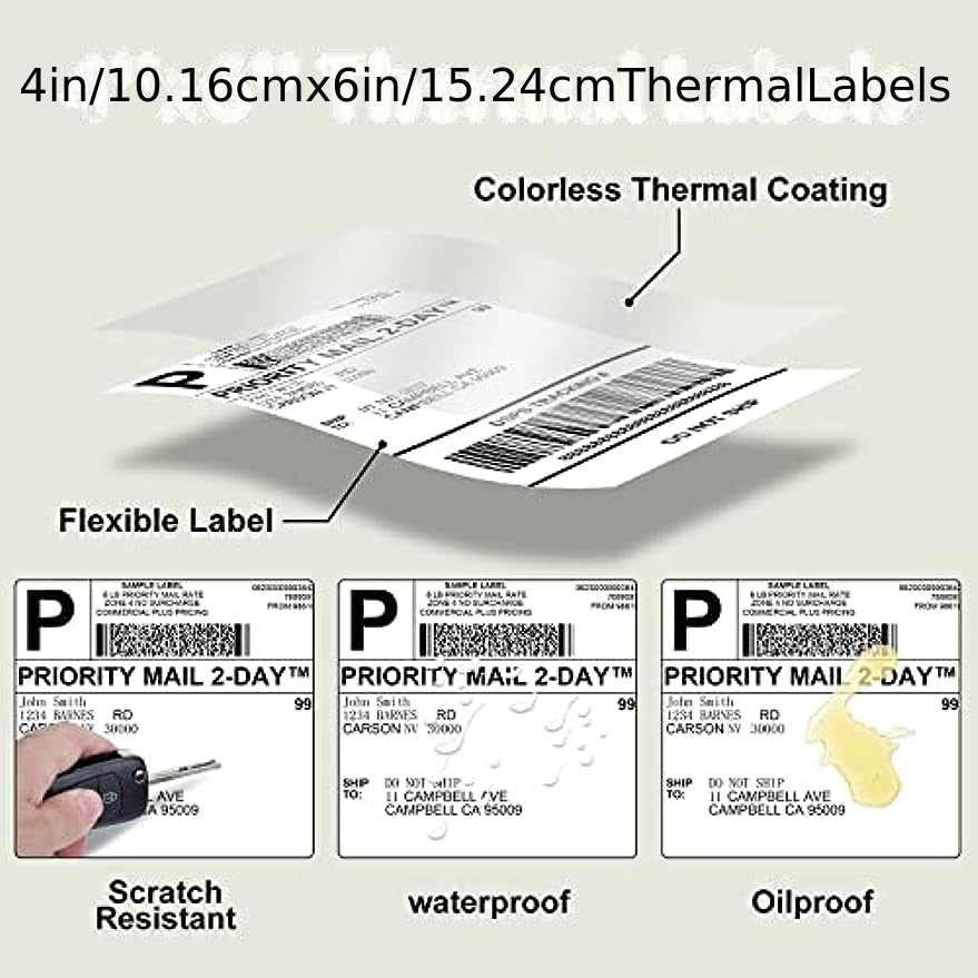 500 Thermal Label Paper Labels 10x15 Permanent Adhesive