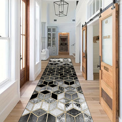Modern Geometry Pattern Runner Rug Non Slip Washable Indoor Runner