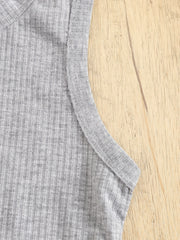 Girls Casual Elastic Waist Jeans Sleeveless Top Set