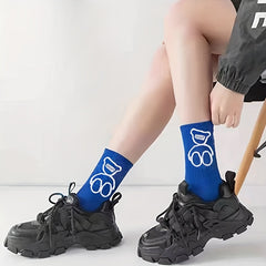 Men's Cartoon Love Heart Bear Crew Socks Breathable Comfy Casual Unisex Socks
