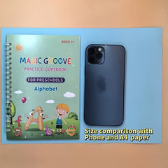 Magic Copybook Set with 4 Books, 1 Pen, 10 Refills, 1 Grip, Practice Book
