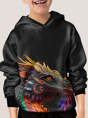 3D Lizard Shark Print Hoodie For Kids Casual Pullover Hooded Long Sleeve Top