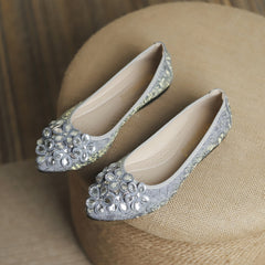 Rhinestone Ballet Flats Pointed Toe Slip-On Shoes