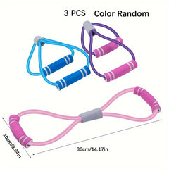 3pcs 8 Shaped Resistance Band Yoga Pilates Workout Exercise