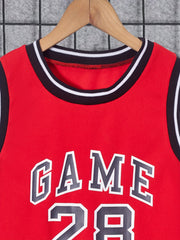 Boys GAME 28 Print Basketball Jersey Set Sleeveless Vest&Shorts