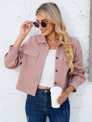 Button Front Suedette Jacket For Office & Work Women's Clothing