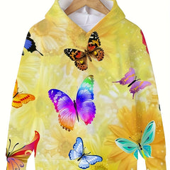 Butterfly Graphic Hooded Sweatshirt Girls Pullover - Fall