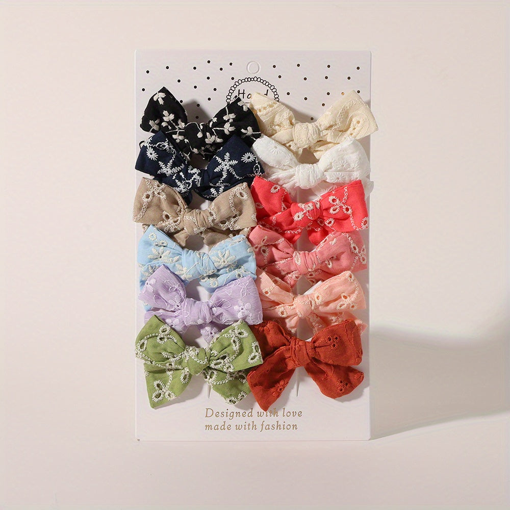 12pcs Baby Girls Floral Bow Hair Clips Princess Hair Accessories